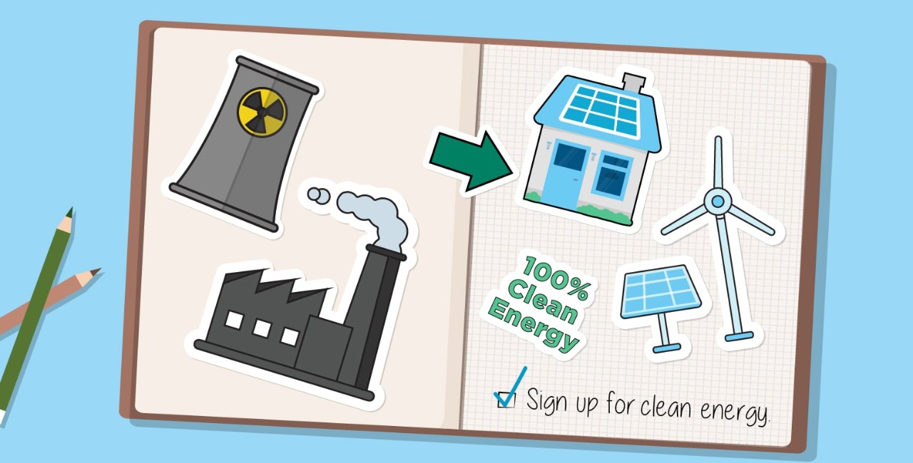 Shrink your carbon footprint. Choose 100% clean electricity.