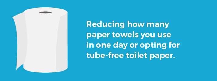 Reducing how many paper towels you use in one day or opting for tube-free toilet paper.