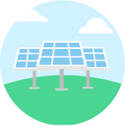 Graphic of solar panels in solar farm